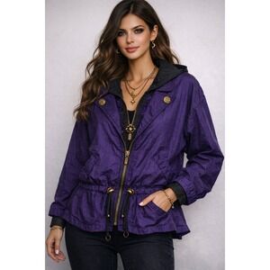 Vintage Lavon Windbreaker Jacket Womens M Purple Celestial Festival Grunge Retro